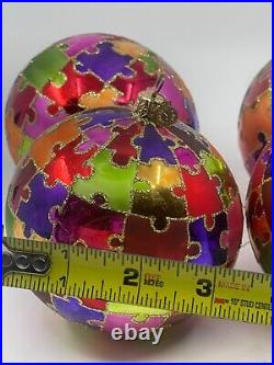 Rare VTG Department Dept 56 Jigsaw Puzzle Mercury Glass Ball Christmas Ornament