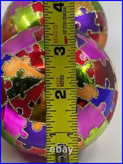 Rare VTG Department Dept 56 Jigsaw Puzzle Mercury Glass Ball Christmas Ornament