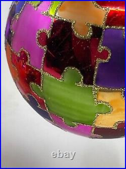 Rare VTG Department Dept 56 Jigsaw Puzzle Mercury Glass Ball Christmas Ornament