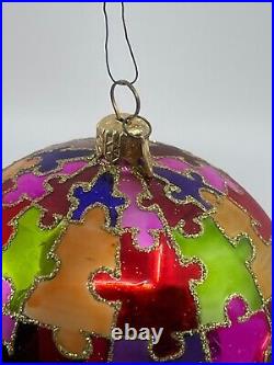 Rare VTG Department Dept 56 Jigsaw Puzzle Mercury Glass Ball Christmas Ornament