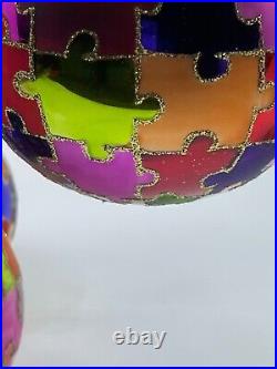 Rare VTG Department Dept 56 Jigsaw Puzzle Mercury Glass Ball Christmas Ornament