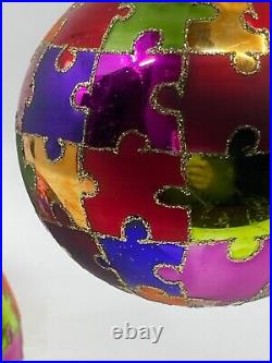 Rare VTG Department Dept 56 Jigsaw Puzzle Mercury Glass Ball Christmas Ornament