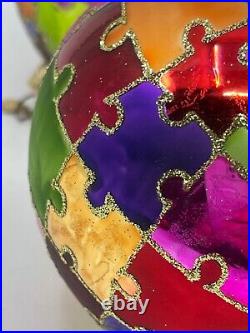 Rare VTG Department Dept 56 Jigsaw Puzzle Mercury Glass Ball Christmas Ornament