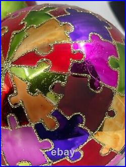 Rare VTG Department Dept 56 Jigsaw Puzzle Mercury Glass Ball Christmas Ornament