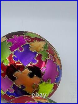 Rare VTG Department Dept 56 Jigsaw Puzzle Mercury Glass Ball Christmas Ornament