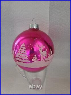 Rare VTG Jumbo Store Display Shiny Brite Christmas Ornament Stenciled pink