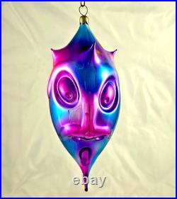 Rare Victor Chiarizia Glass Space Alien Head Lt. Salvator Dolly Xmas Ornament