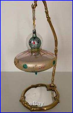 Rare Vintage 1960 Carlini Spaceship Alien Christmas Glass Ornament Globe Italy