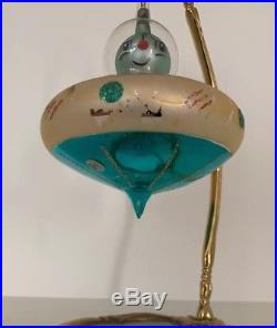 Rare Vintage 1960 Carlini Spaceship Alien Christmas Glass Ornament Globe Italy