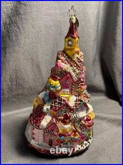 Rare Vntge Radko GINGERBREAD LANE Candy Village Tree Glass Christmas Ornament 8
