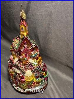 Rare Vntge Radko GINGERBREAD LANE Candy Village Tree Glass Christmas Ornament 8