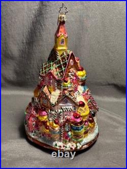 Rare Vntge Radko GINGERBREAD LANE Candy Village Tree Glass Christmas Ornament 8