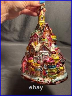 Rare Vntge Radko GINGERBREAD LANE Candy Village Tree Glass Christmas Ornament 8