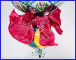 Rare Vtg MACKENZIE-CHILDS Double Ball Drop Tulip Floral Glass Christmas Ornament