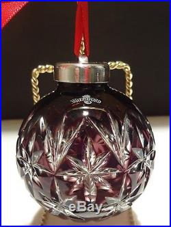 Rare Waterford Crystal Amethyst Ball Christmas Tree Ornament