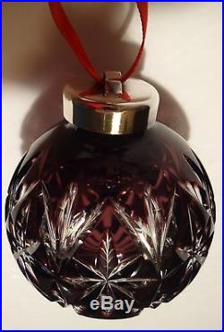 Rare Waterford Crystal Amethyst Ball Christmas Tree Ornament
