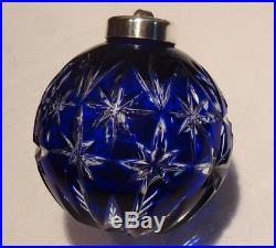 Rare Waterford Crystal Christmas Ornament Ball Cobalt Blue In Original Box