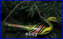 Rare antique German christmas ornament mouth blown swan, colorful filament glass