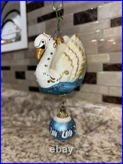 Reed And Barton Seven Swans a Swimming Glass Ornament 12 Days of Christmas