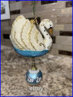 Reed And Barton Seven Swans a Swimming Glass Ornament 12 Days of Christmas