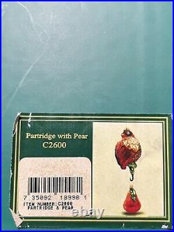 Reed & Barton 12 Days Of Christmas Partridge In A Pear Tree Glass Ornament