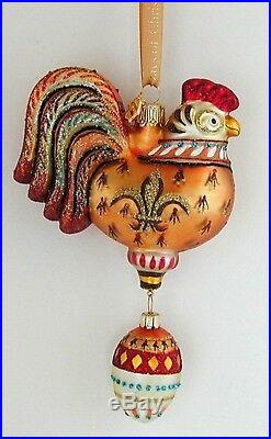 Reed & Barton 3 French Hens Glass Ornament Three 12 Days Of Christmas NEW