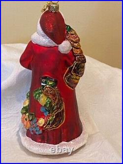Reed & Barton Christmas Santa Glass Ornament- 6 1/2'Tall- Excellent- no box