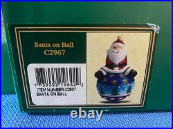 Reed & Barton Glass Christmas Ornament C2967 Santa On Ball
