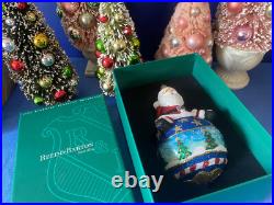 Reed & Barton Glass Christmas Ornament C2967 Santa On Ball
