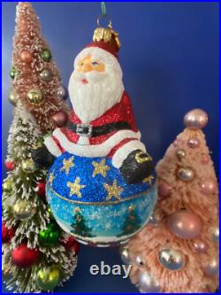 Reed & Barton Glass Christmas Ornament C2967 Santa On Ball