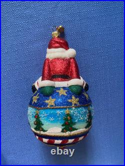 Reed & Barton Glass Christmas Ornament C2967 Santa On Ball
