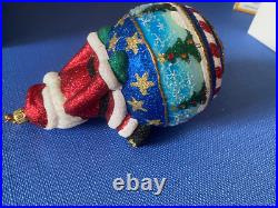 Reed & Barton Glass Christmas Ornament C2967 Santa On Ball
