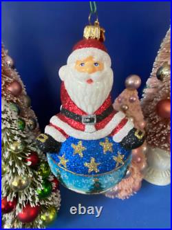 Reed & Barton Glass Christmas Ornament C2967 Santa On Ball