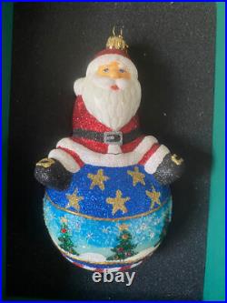 Reed & Barton Glass Christmas Ornament C2967 Santa On Ball