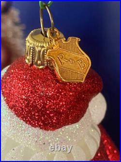 Reed & Barton Glass Christmas Ornament C2967 Santa On Ball