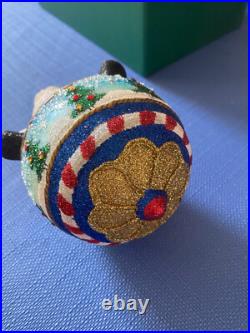 Reed & Barton Glass Christmas Ornament C2967 Santa On Ball