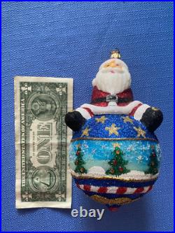 Reed & Barton Glass Christmas Ornament C2967 Santa On Ball