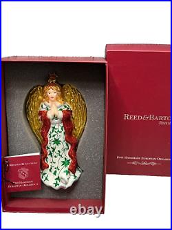 Reed Barton Praying Angel Christmas Ornament European Glass Large Boxed 7 c4419