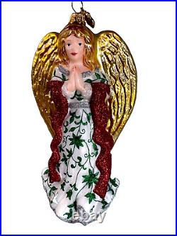 Reed Barton Praying Angel Christmas Ornament European Glass Large Boxed 7 c4419