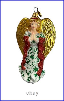 Reed Barton Praying Angel Christmas Ornament European Glass Large Boxed 7 c4419