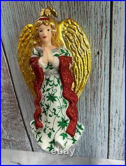 Reed Barton Praying Angel Christmas Ornament European Glass Large Boxed 7 c4419