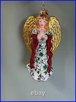 Reed Barton Praying Angel Christmas Ornament European Glass Large Boxed 7 c4419