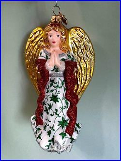 Reed Barton Praying Angel Christmas Ornament European Glass Large Boxed 7 c4419