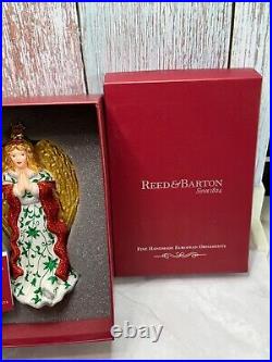 Reed Barton Praying Angel Christmas Ornament European Glass Large Boxed 7 c4419