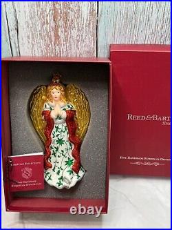 Reed Barton Praying Angel Christmas Ornament European Glass Large Boxed 7 c4419