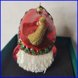 Reed & Barton Santa Christmas Ornament Glass Holly Swarovski Crystals Tags Box