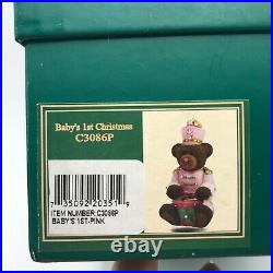 Reed and Barton Baby's 1st Christmas, Pink 2007 Glass Ornament NEW