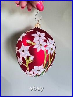 Reed and Barton Paperwhites Egg Christmas Reflections Europeon Glass Ornament