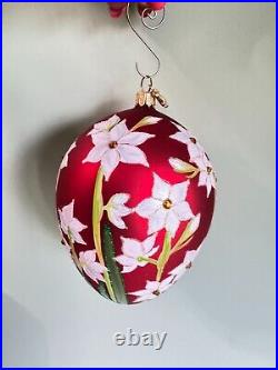 Reed and Barton Paperwhites Egg Christmas Reflections Europeon Glass Ornament