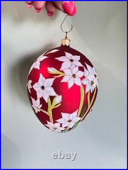 Reed and Barton Paperwhites Egg Christmas Reflections Europeon Glass Ornament